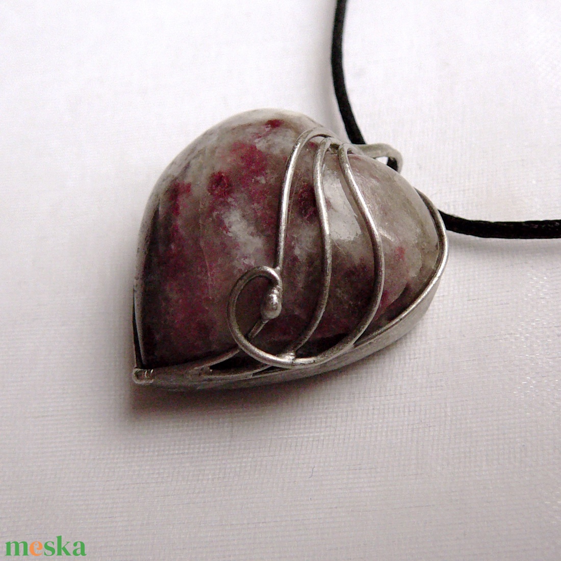 Rubellit szív medál - ékszer - nyaklánc - medálos nyaklánc - Meska.hu