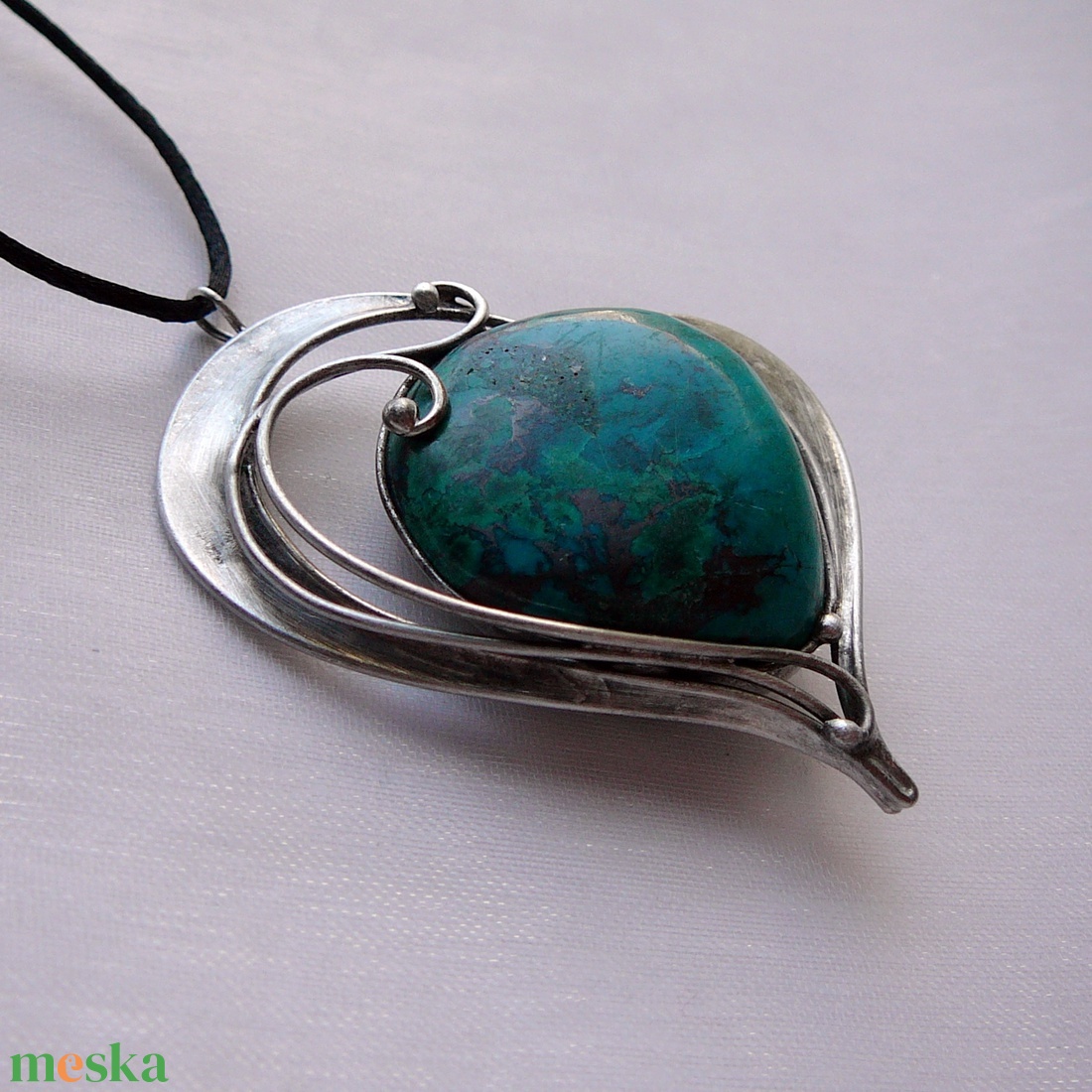 Krizokolla szív medál - ékszer - nyaklánc - medálos nyaklánc - Meska.hu