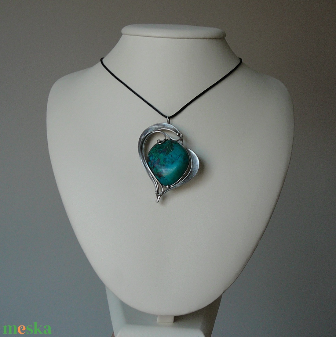 Krizokolla szív medál - ékszer - nyaklánc - medálos nyaklánc - Meska.hu