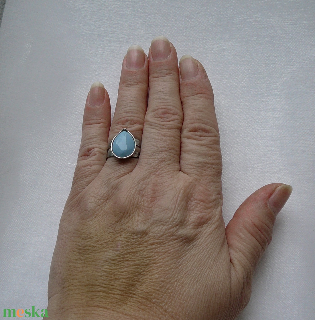 Kék opál gyűrű - ékszer - gyűrű - szoliter gyűrű - Meska.hu
