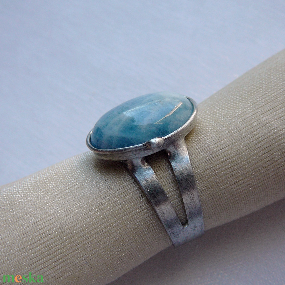 Akvamarin gyűrű - ékszer - gyűrű - statement gyűrű - Meska.hu
