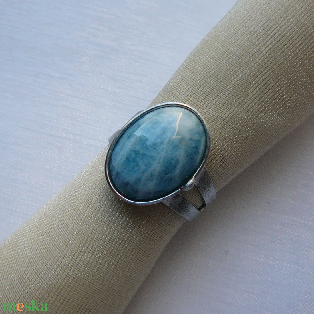 Akvamarin gyűrű - ékszer - gyűrű - statement gyűrű - Meska.hu