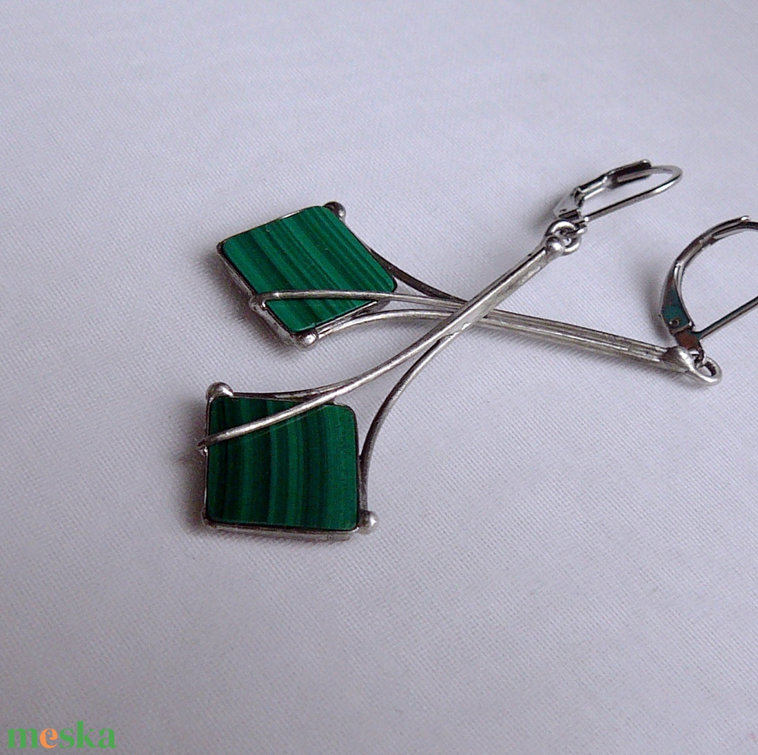 Malachit fülbevaló - ékszer - fülbevaló - lógó fülbevaló - Meska.hu