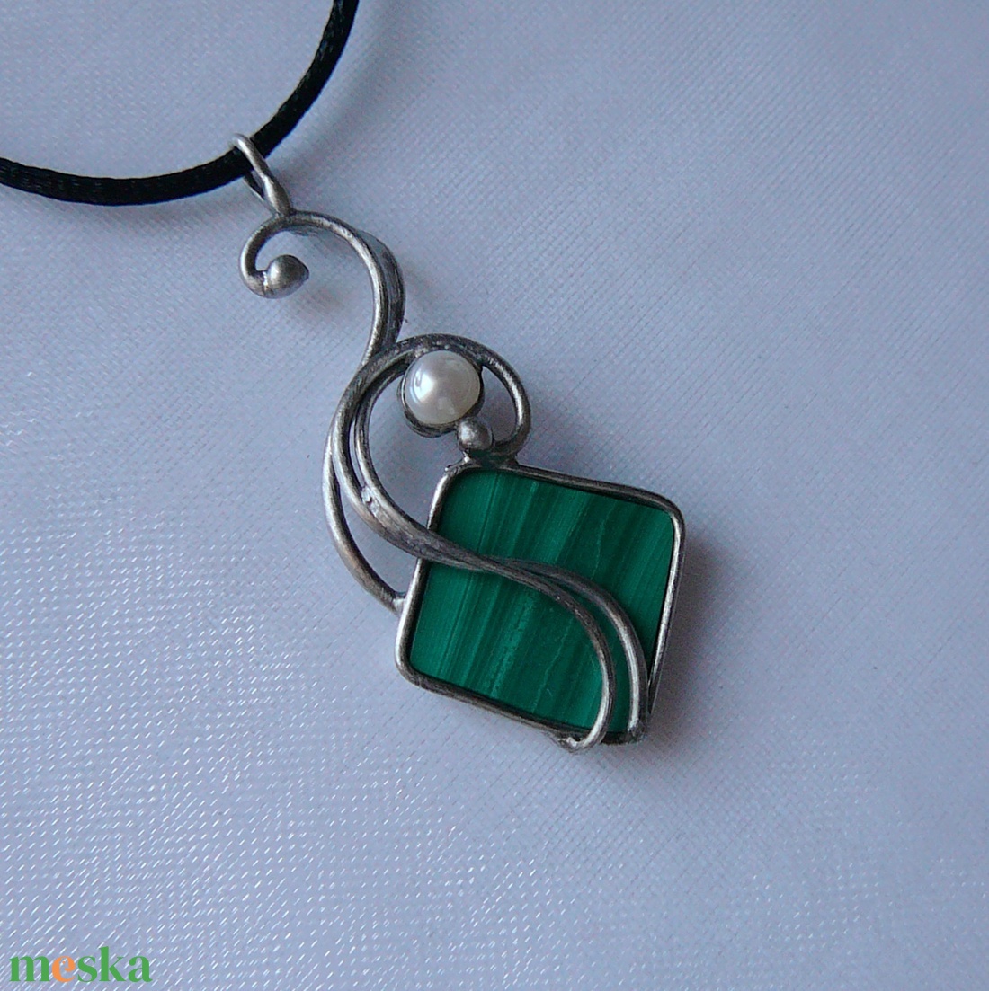 Malachit medál - ékszer - nyaklánc - medálos nyaklánc - Meska.hu