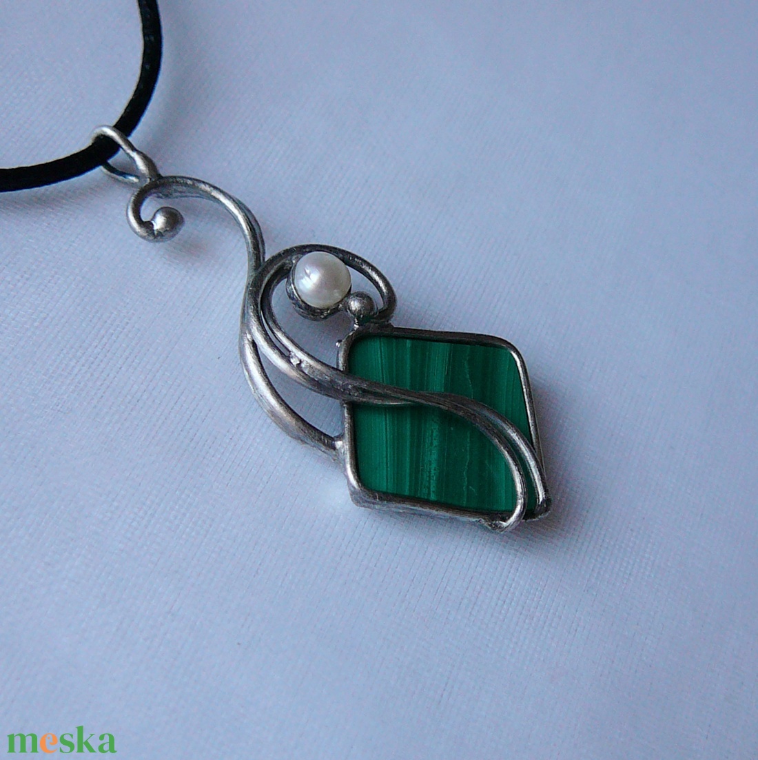 Malachit medál - ékszer - nyaklánc - medálos nyaklánc - Meska.hu