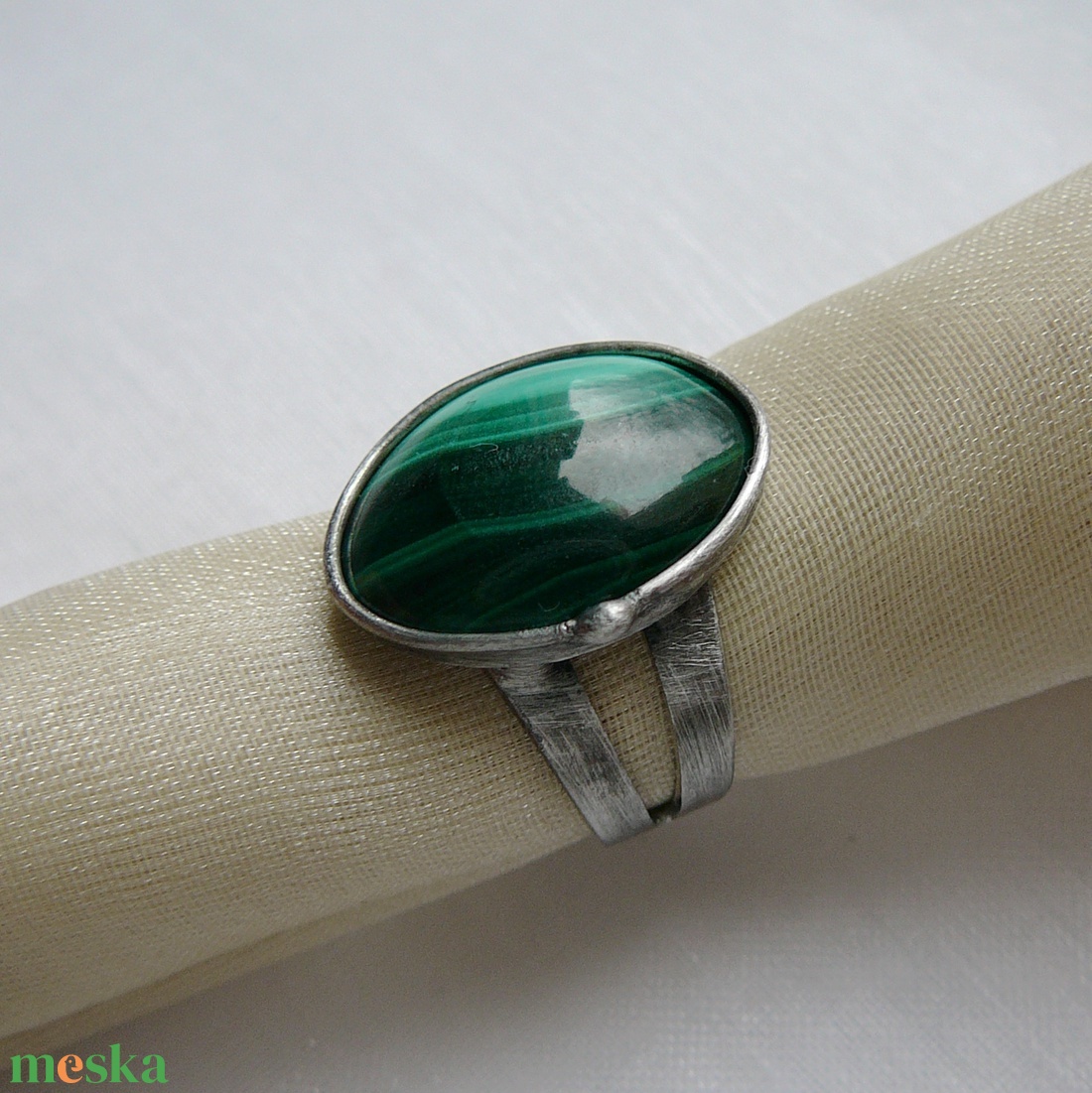 Malachit gyűrű - ékszer - gyűrű - szoliter gyűrű - Meska.hu