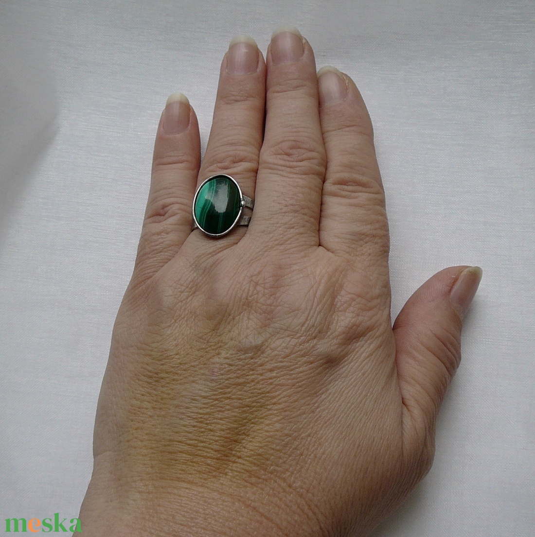 Malachit gyűrű - ékszer - gyűrű - szoliter gyűrű - Meska.hu