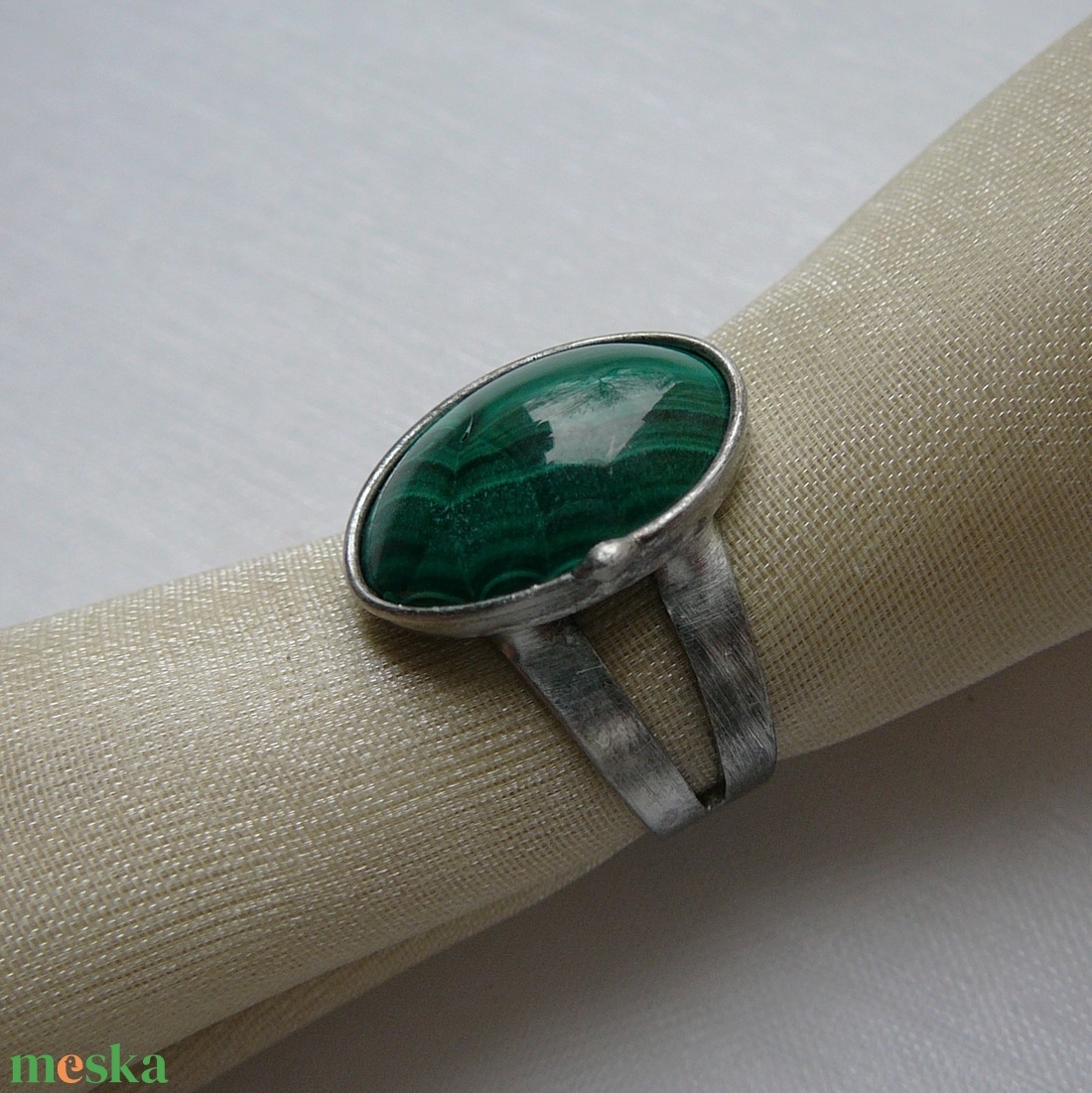 Malachit gyűrű - ékszer - gyűrű - szoliter gyűrű - Meska.hu