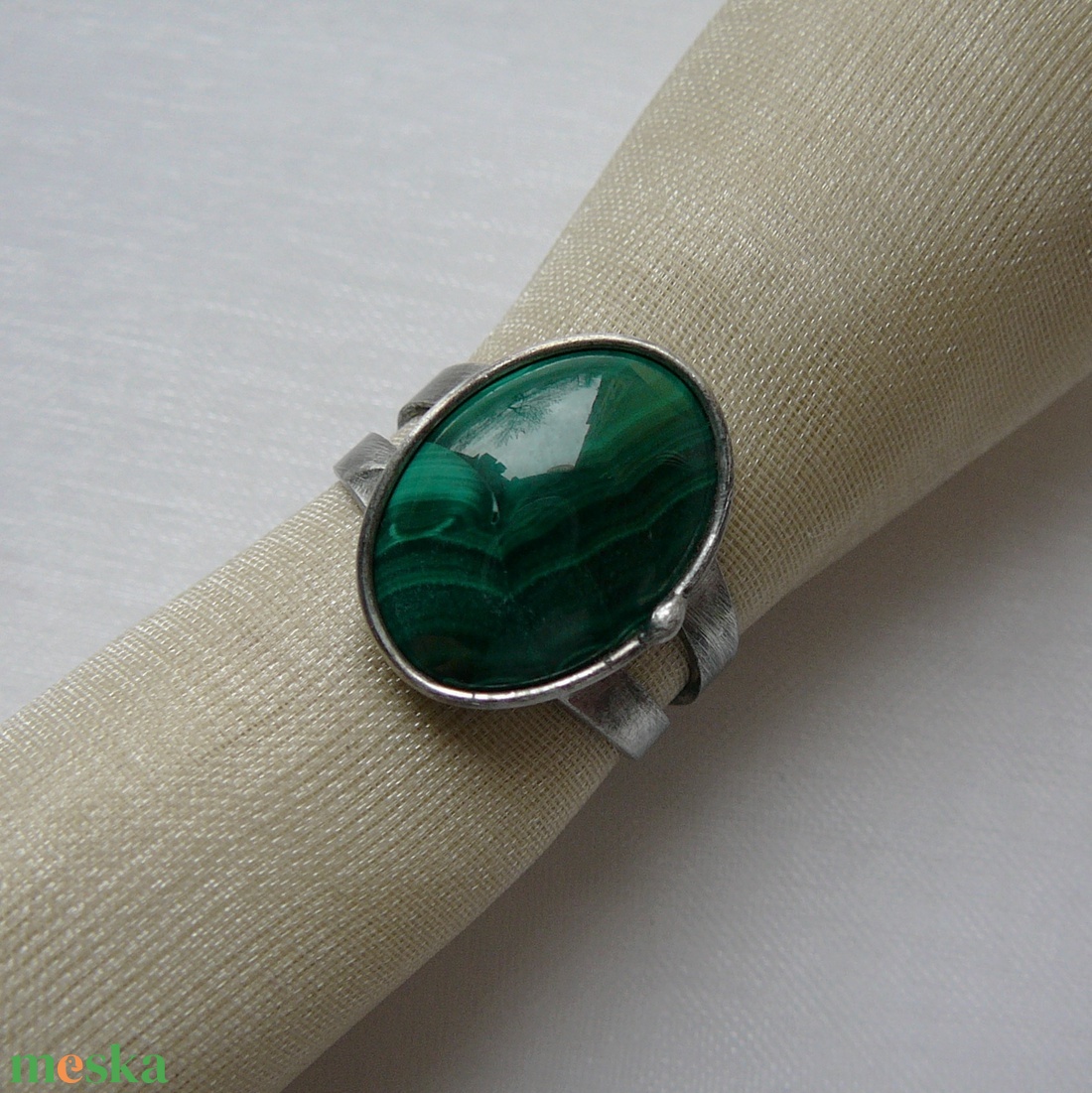 Malachit gyűrű - ékszer - gyűrű - szoliter gyűrű - Meska.hu