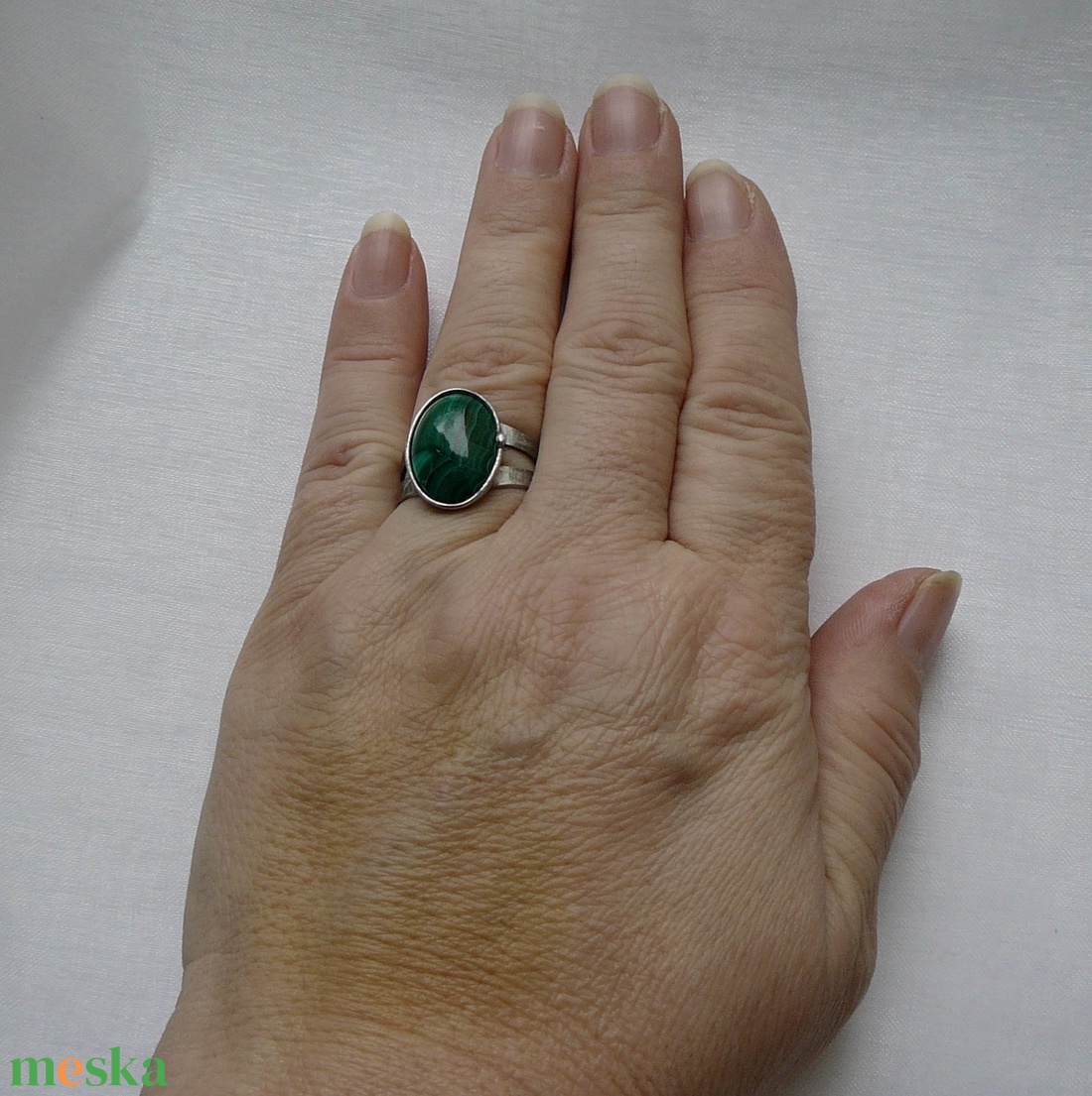 Malachit gyűrű - ékszer - gyűrű - szoliter gyűrű - Meska.hu