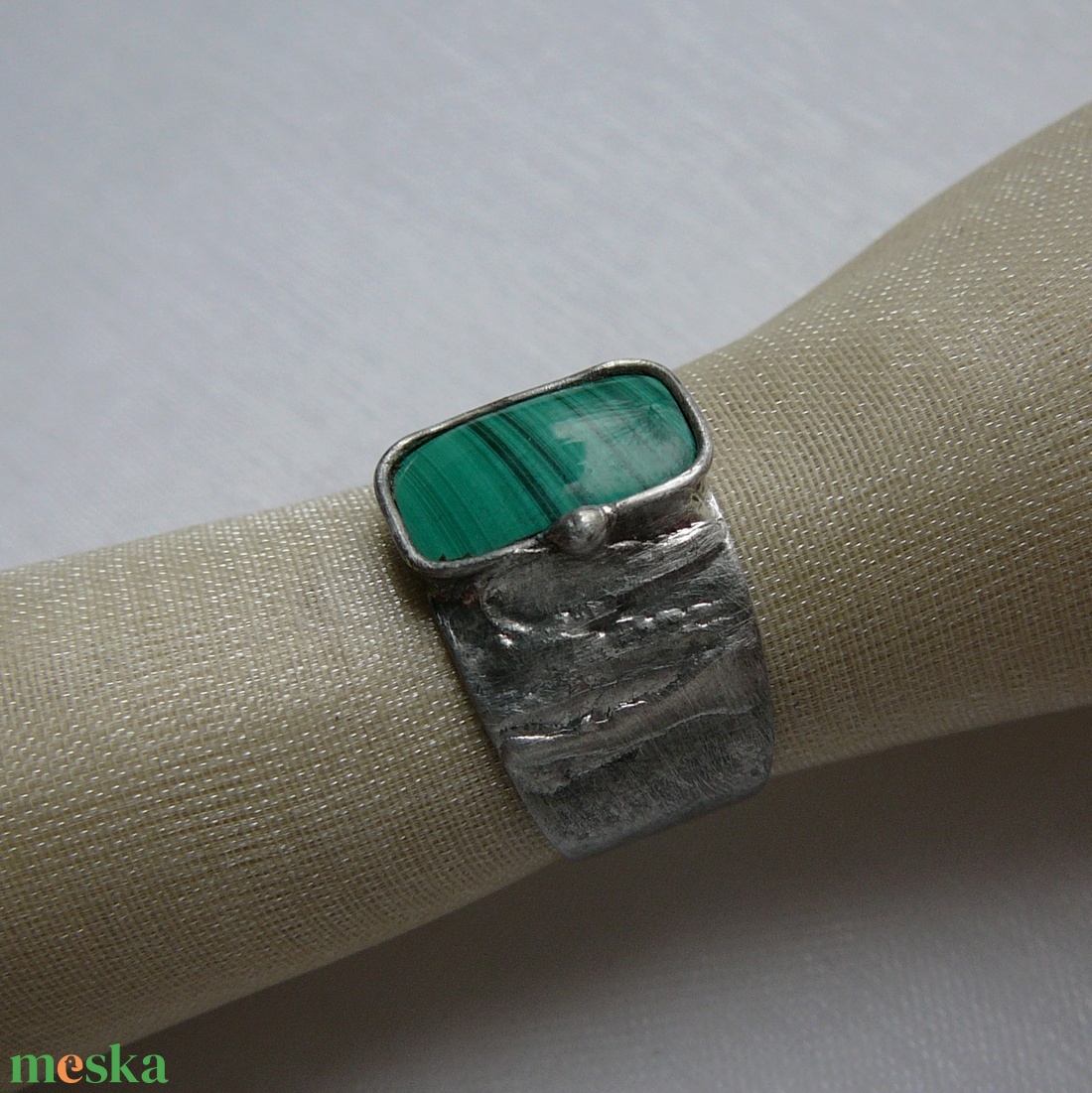 Malachit gyűrű - ékszer - gyűrű - szoliter gyűrű - Meska.hu