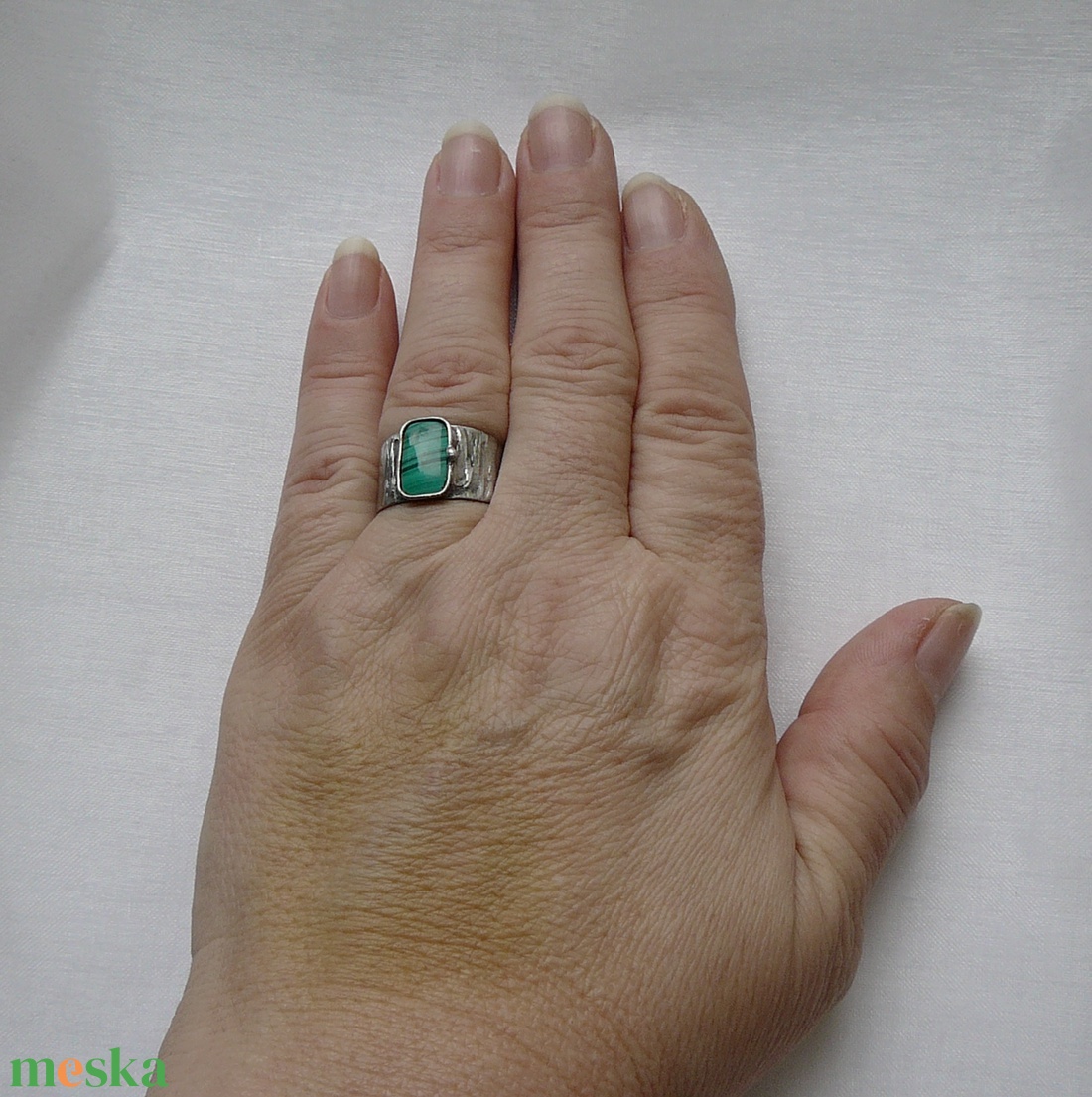 Malachit gyűrű - ékszer - gyűrű - szoliter gyűrű - Meska.hu