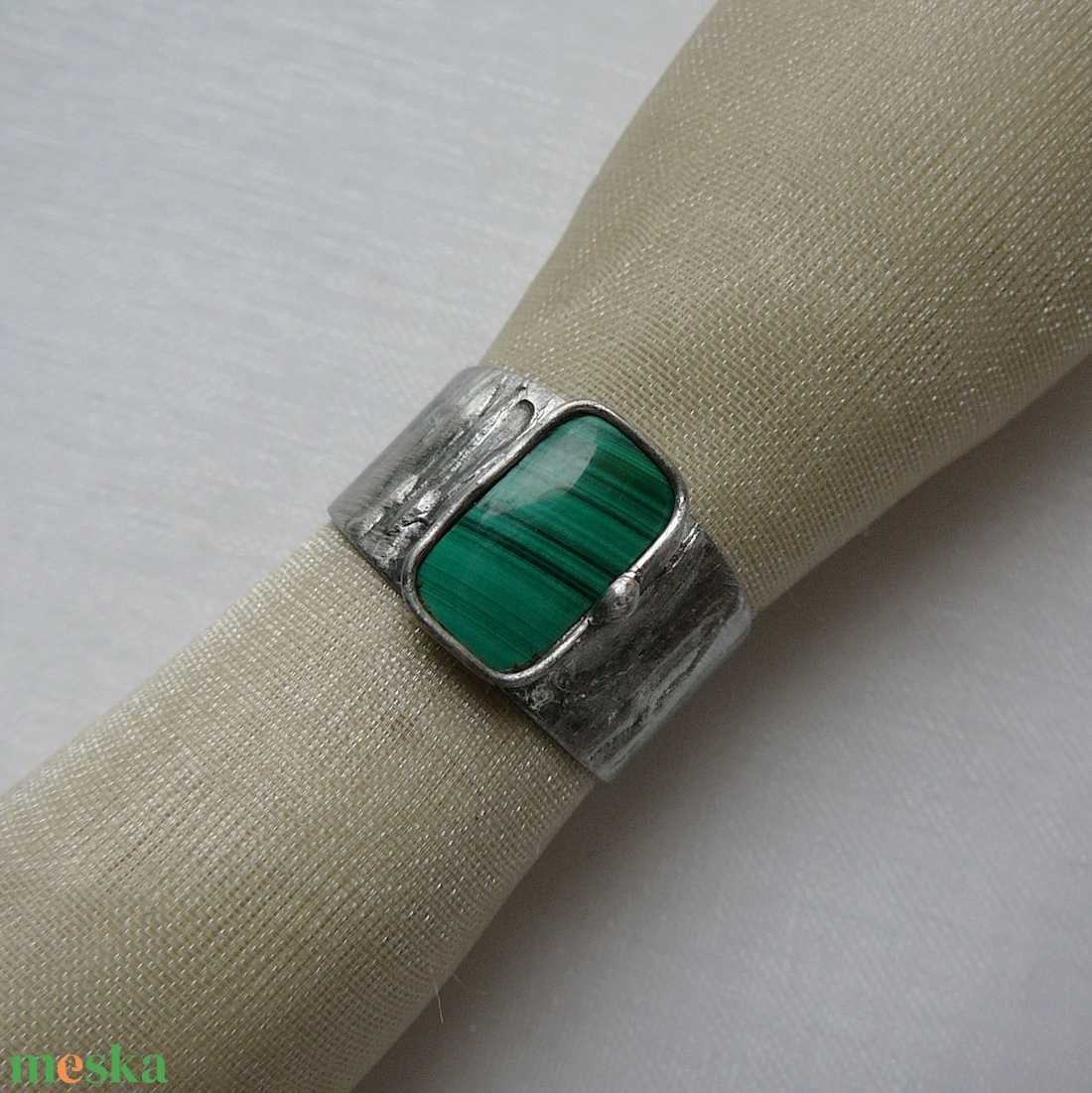 Malachit gyűrű - ékszer - gyűrű - szoliter gyűrű - Meska.hu