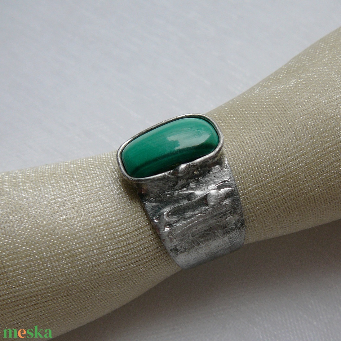 Malachit gyűrű - ékszer - gyűrű - szoliter gyűrű - Meska.hu