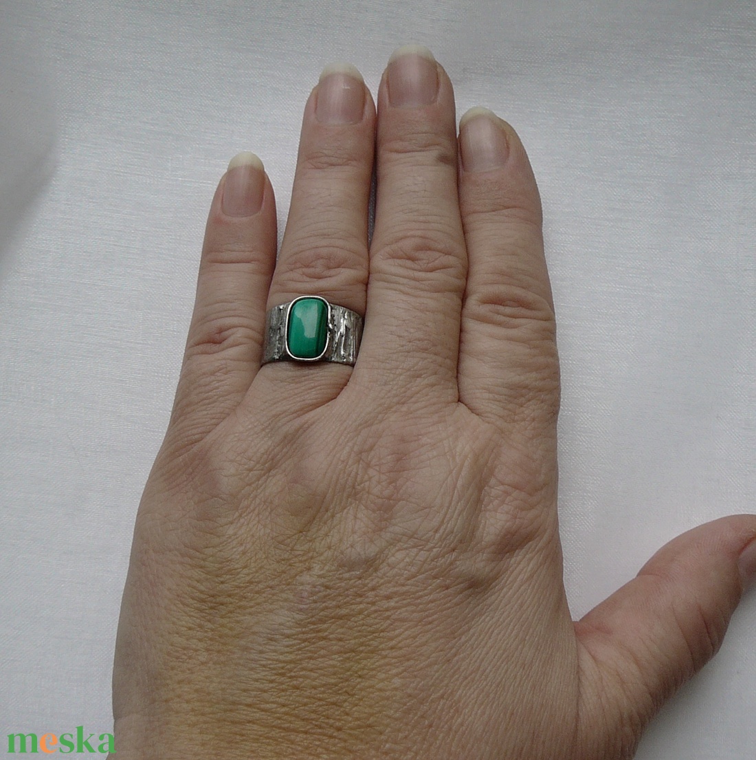 Malachit gyűrű - ékszer - gyűrű - szoliter gyűrű - Meska.hu