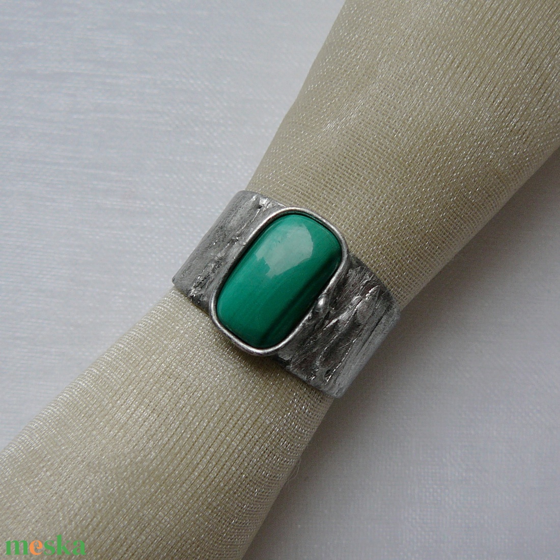 Malachit gyűrű - ékszer - gyűrű - szoliter gyűrű - Meska.hu
