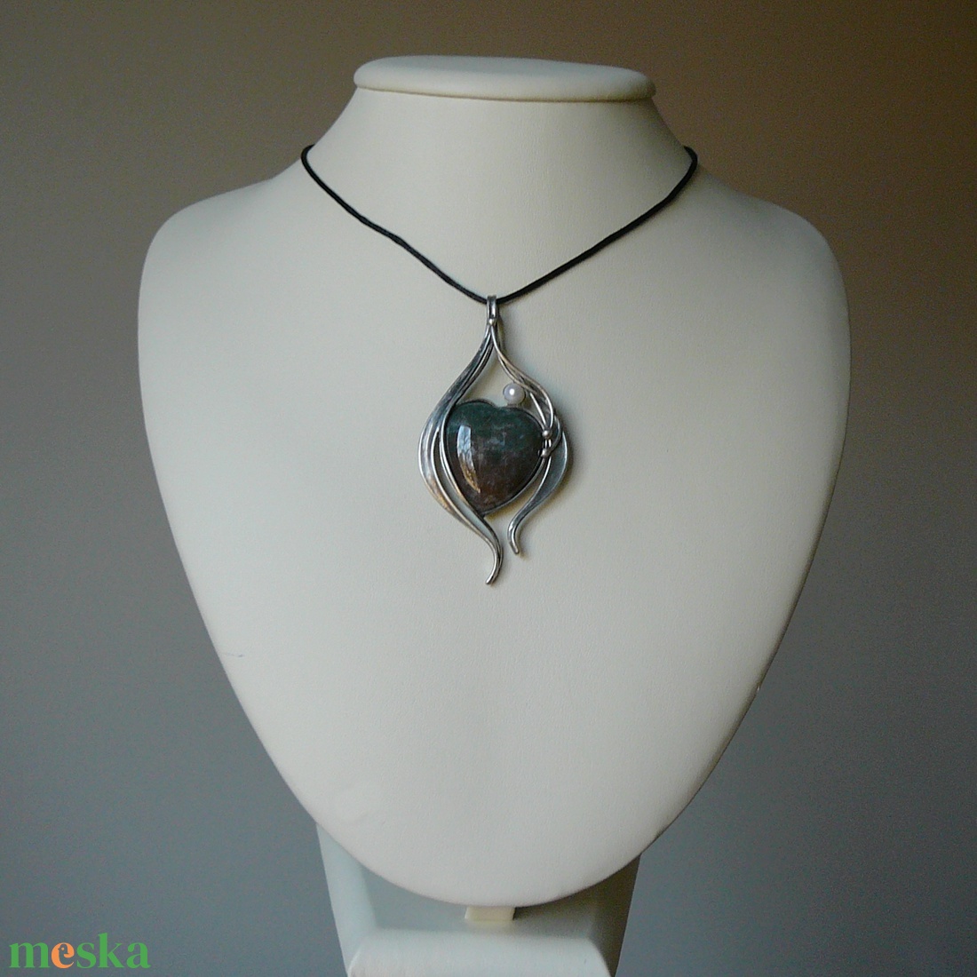 Indiaachát szív medál - ékszer - nyaklánc - medálos nyaklánc - Meska.hu