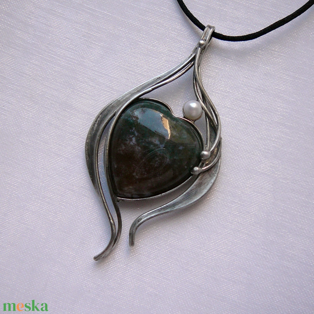 Indiaachát szív medál - ékszer - nyaklánc - medálos nyaklánc - Meska.hu