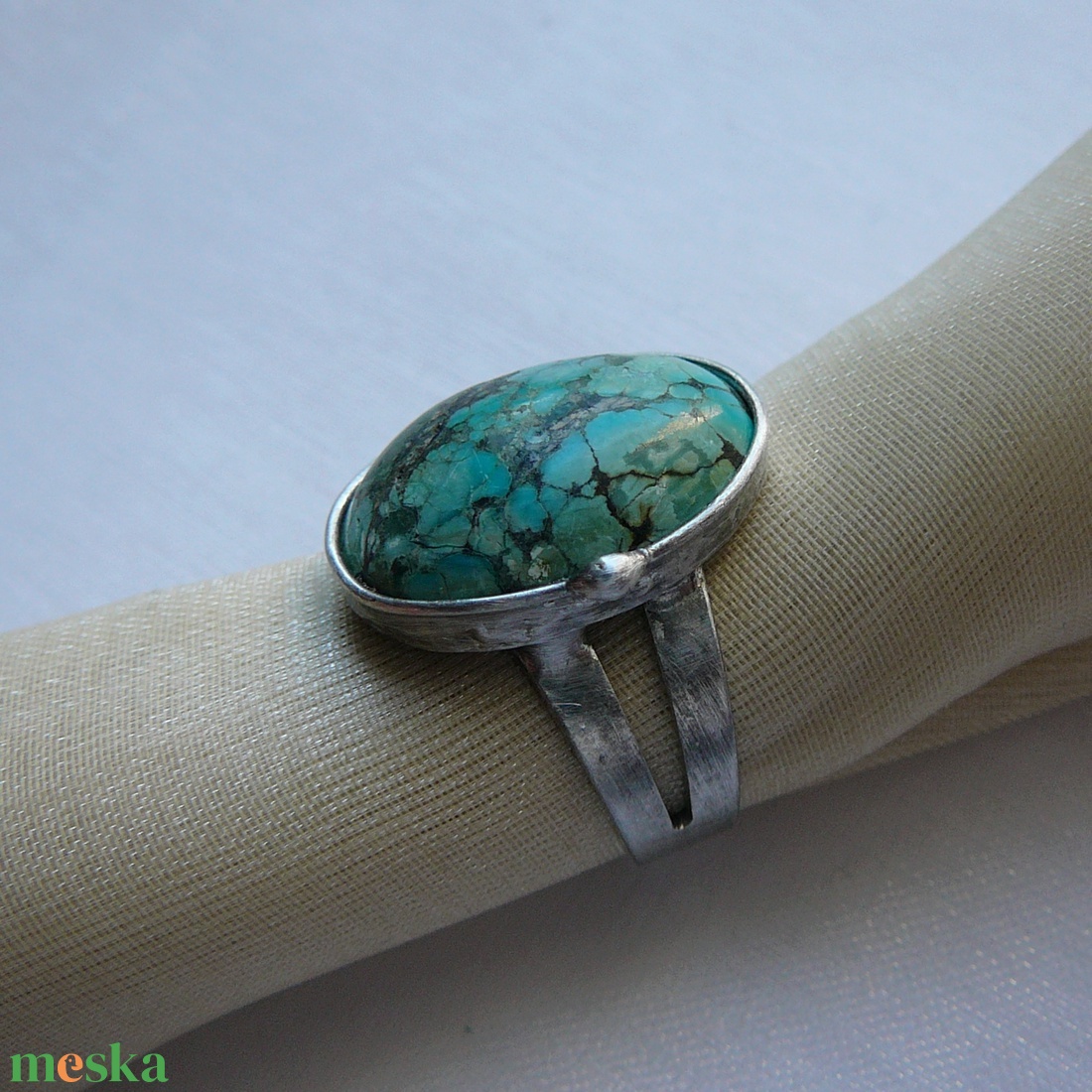 Zöld türkiz gyűrű - ékszer - gyűrű - szoliter gyűrű - Meska.hu
