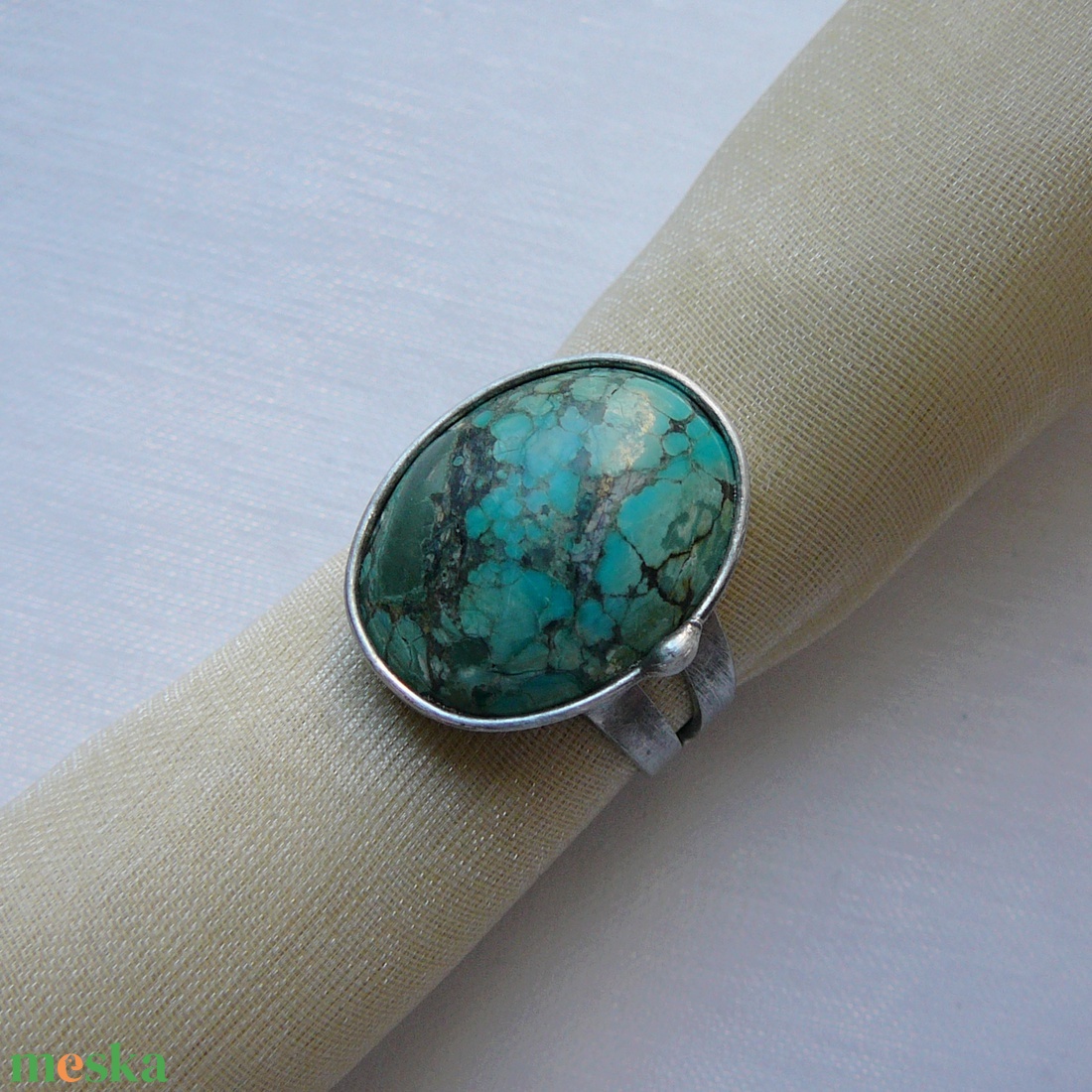 Zöld türkiz gyűrű - ékszer - gyűrű - szoliter gyűrű - Meska.hu