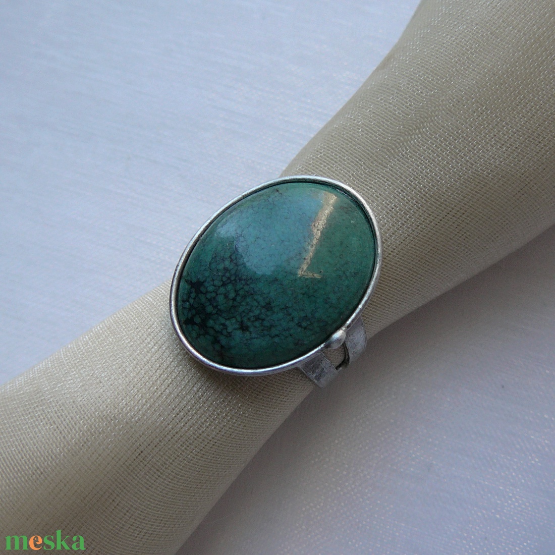 Zöld türkiz gyűrű - ékszer - gyűrű - szoliter gyűrű - Meska.hu