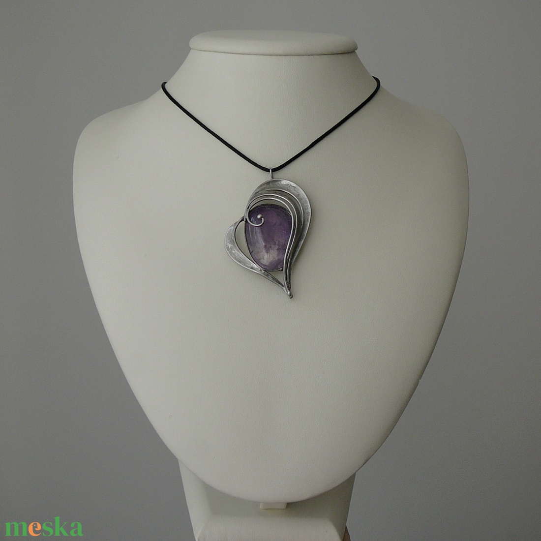 Ametiszt szív medál - ékszer - nyaklánc - medálos nyaklánc - Meska.hu