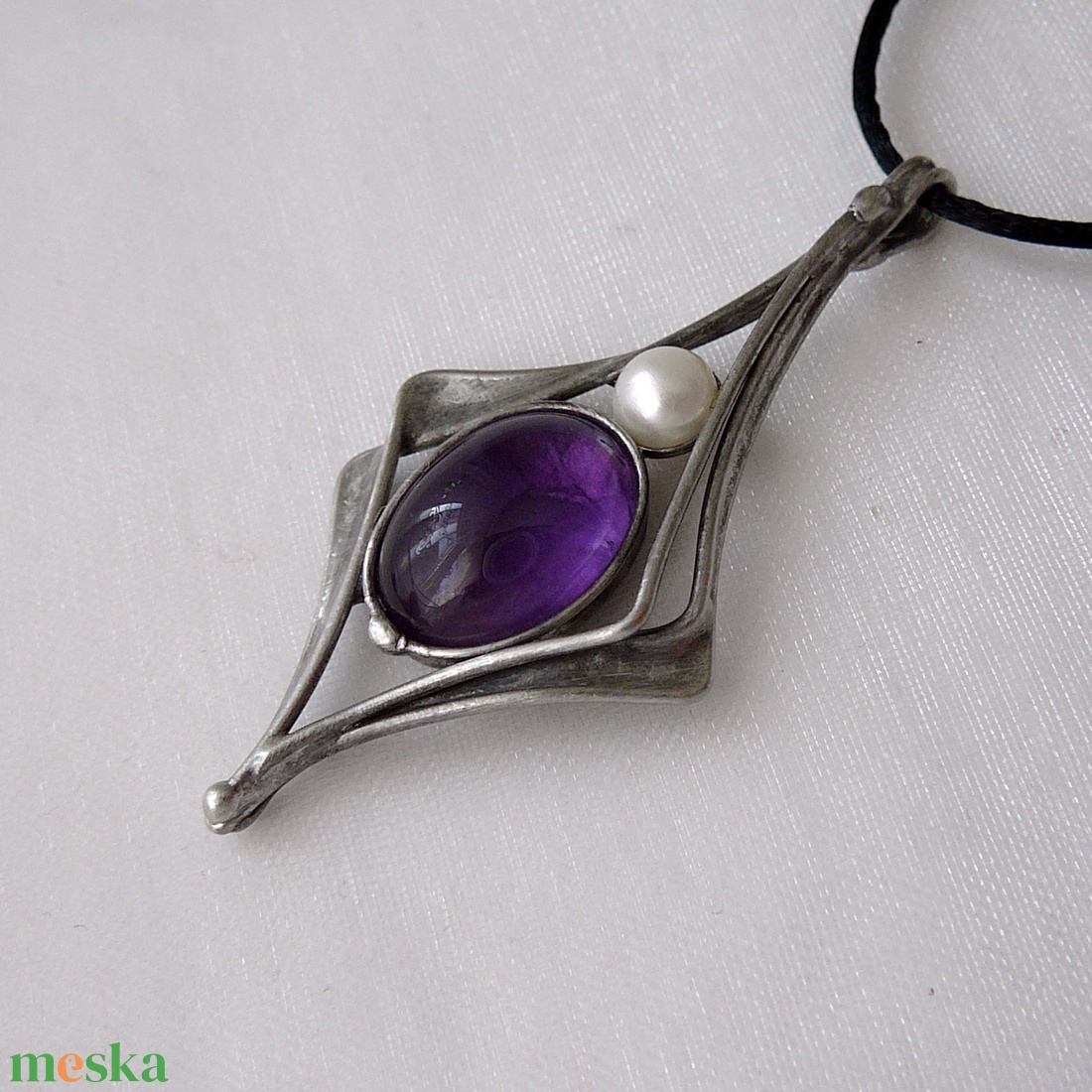Ametiszt medál - ékszer - nyaklánc - medálos nyaklánc - Meska.hu