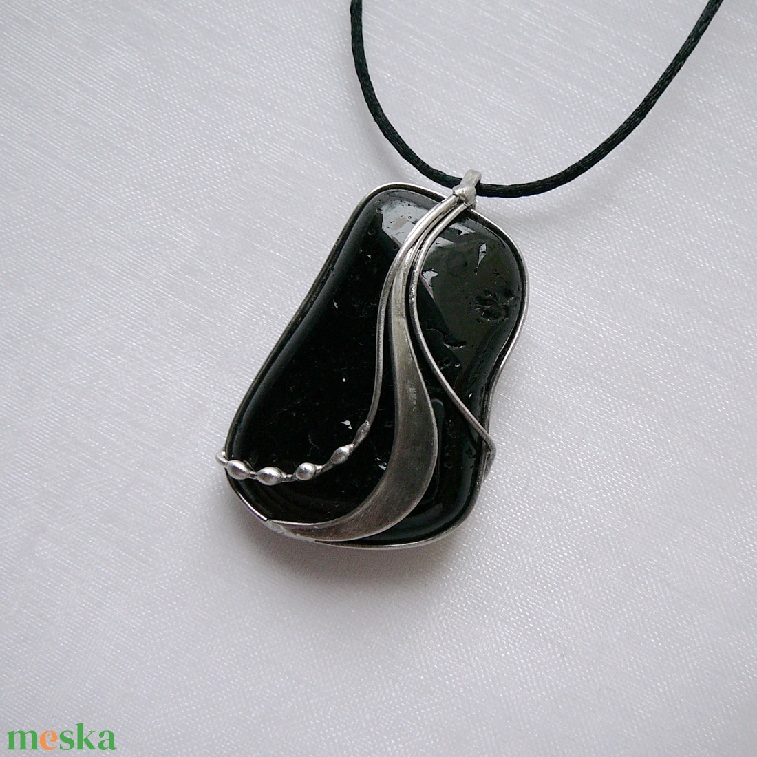Fekete turmalin medál - ékszer - nyaklánc - medálos nyaklánc - Meska.hu