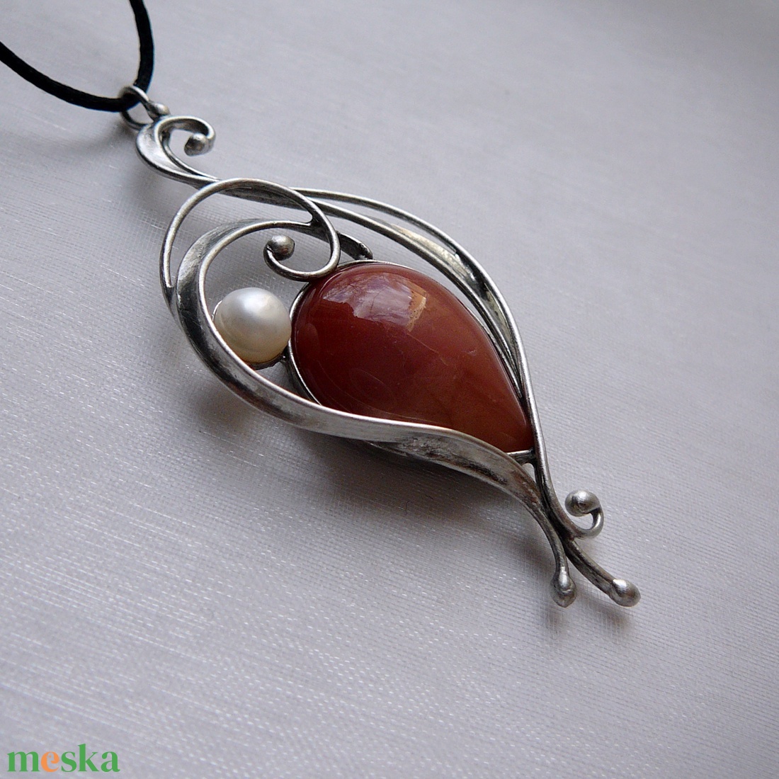 Karneol medál - ékszer - nyaklánc - medálos nyaklánc - Meska.hu