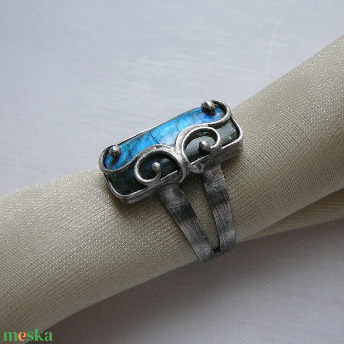 Labradorit gyűrű - ékszer - gyűrű - szoliter gyűrű - Meska.hu