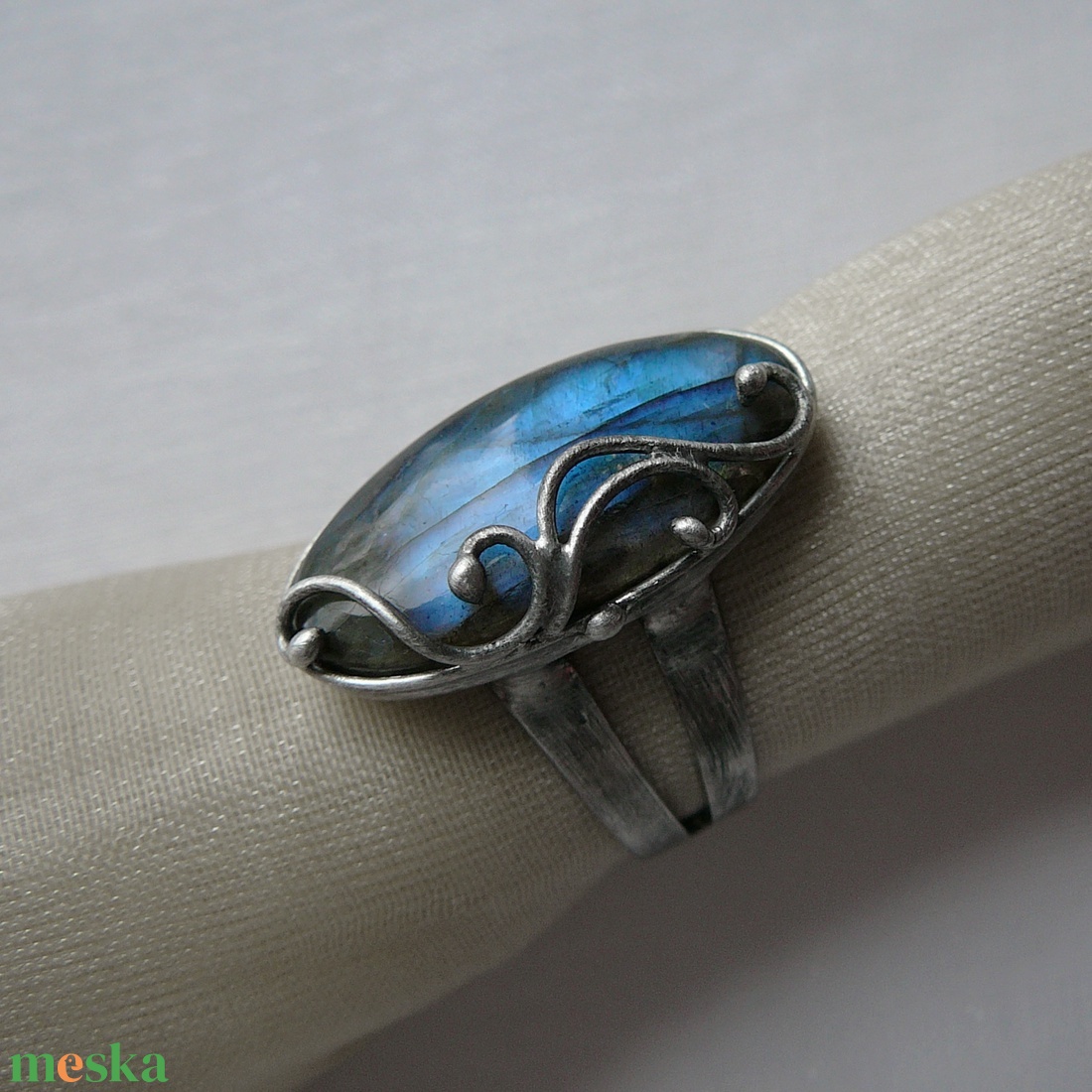 Labradorit gyűrű - ékszer - gyűrű - szoliter gyűrű - Meska.hu