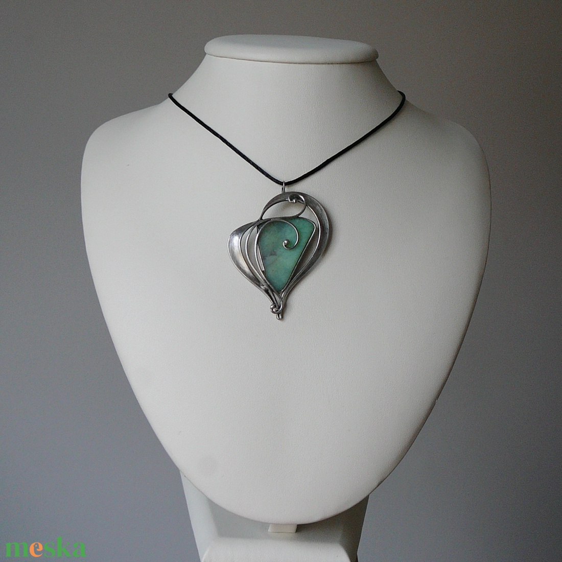 Krizopráz szív medál - ékszer - nyaklánc - medálos nyaklánc - Meska.hu
