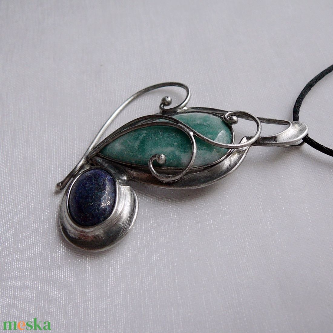 Amazonit pillangó medál - ékszer - nyaklánc - medálos nyaklánc - Meska.hu