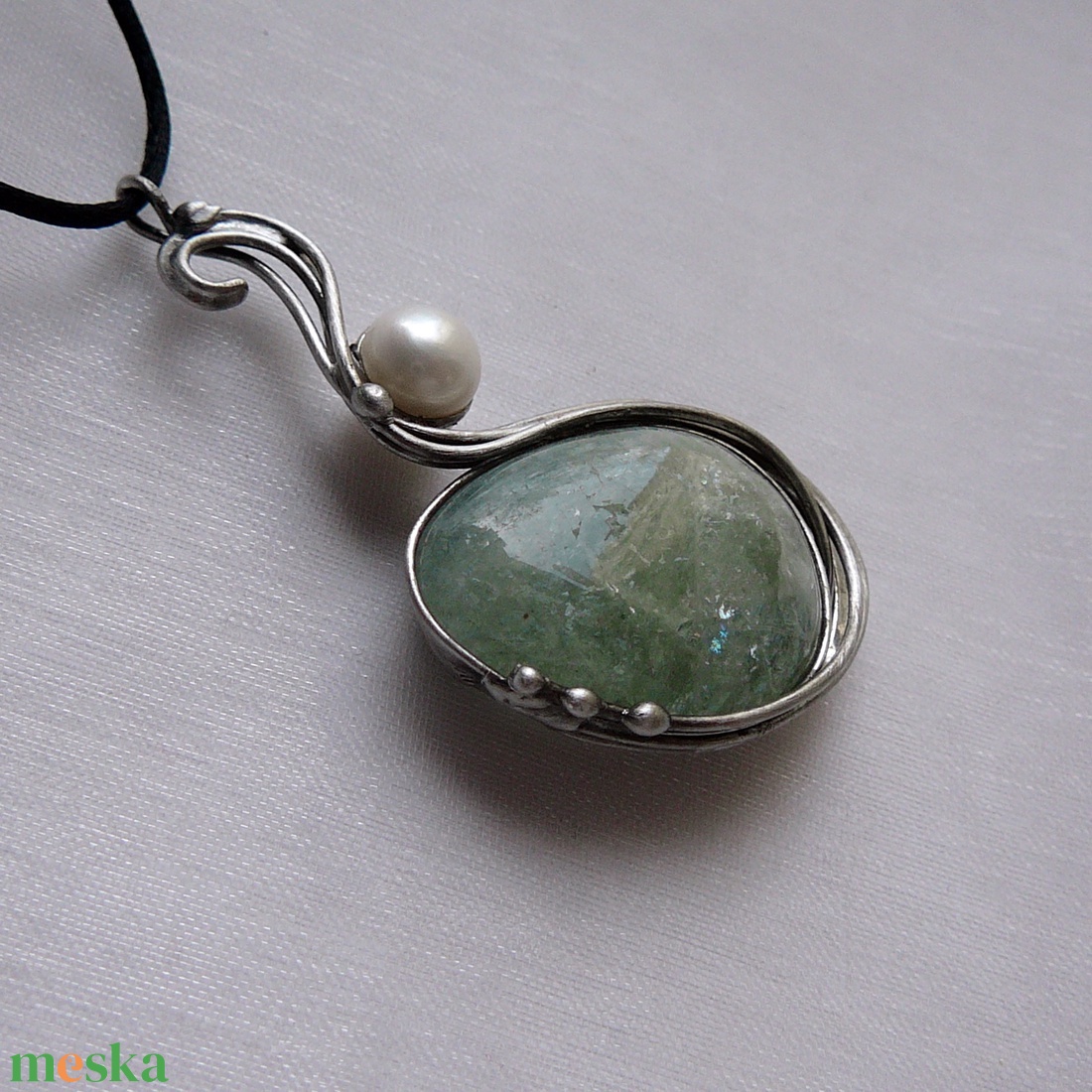 Akvamarin medál - ékszer - nyaklánc - medálos nyaklánc - Meska.hu