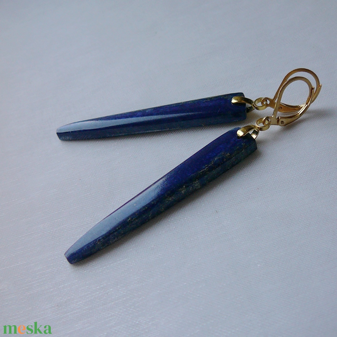 Lápisz lazuli fülbevaló - ékszer - fülbevaló - lógó fülbevaló - Meska.hu