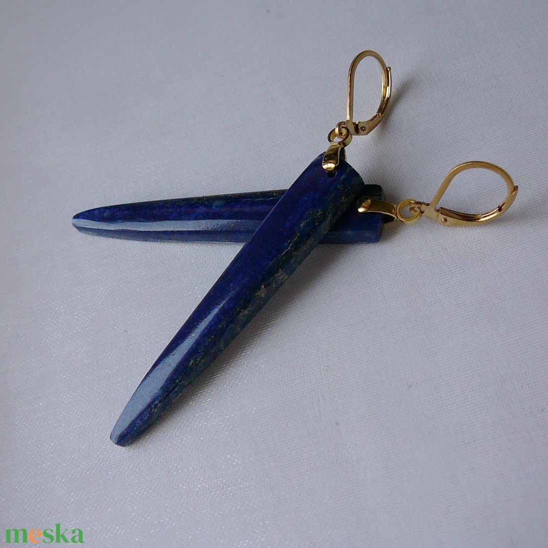 Lápisz lazuli fülbevaló - ékszer - fülbevaló - lógó fülbevaló - Meska.hu