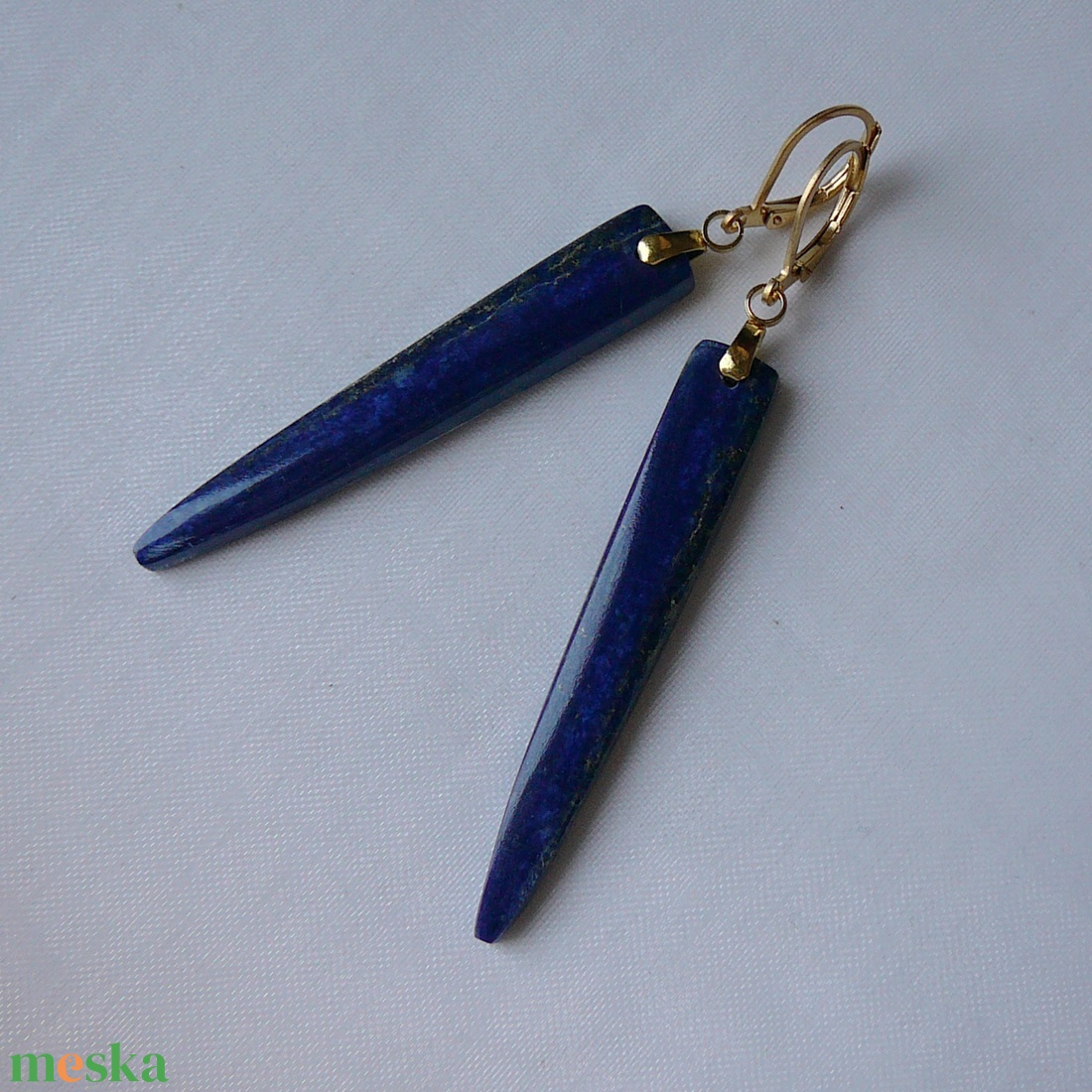 Lápisz lazuli fülbevaló - ékszer - fülbevaló - lógó fülbevaló - Meska.hu