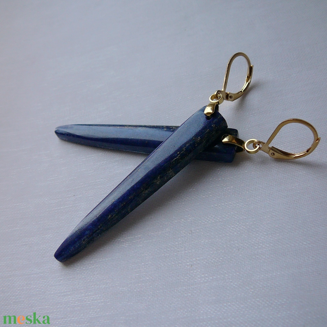 Lápisz lazuli fülbevaló - ékszer - fülbevaló - lógó fülbevaló - Meska.hu