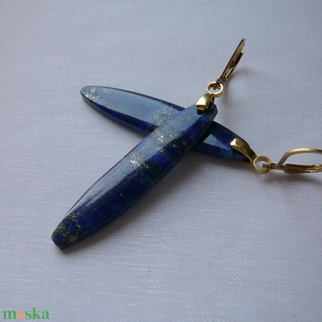 Lápisz lazuli fülbevaló - ékszer - fülbevaló - lógó fülbevaló - Meska.hu