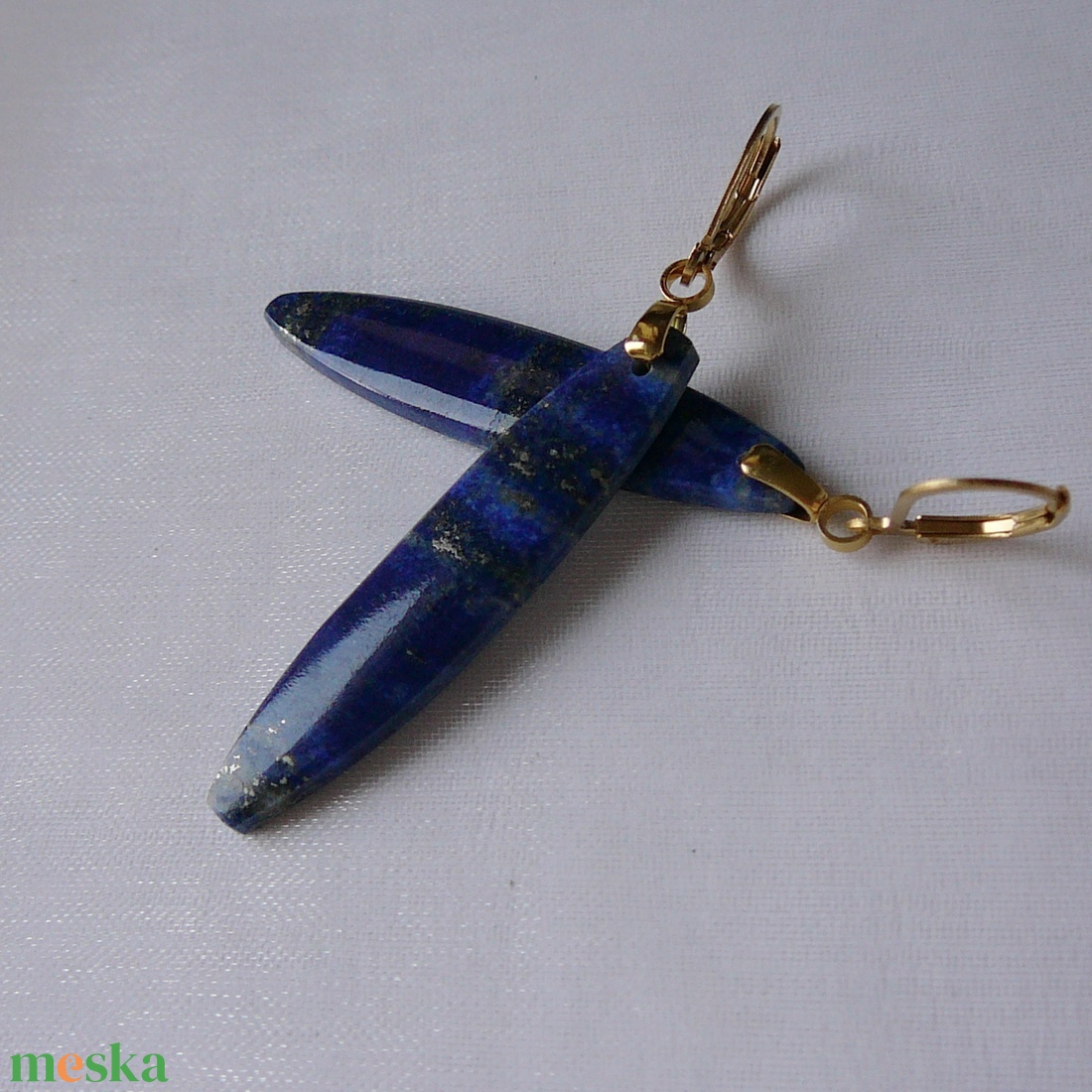 Lápisz lazuli fülbevaló - ékszer - fülbevaló - lógó fülbevaló - Meska.hu