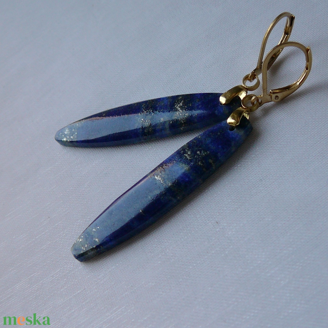 Lápisz lazuli fülbevaló - ékszer - fülbevaló - lógó fülbevaló - Meska.hu