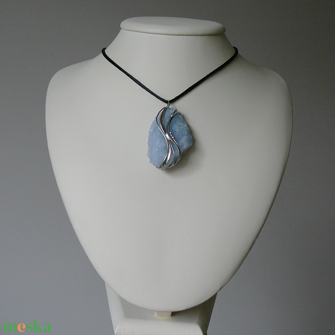 Kék kalcit medál - ékszer - nyaklánc - medálos nyaklánc - Meska.hu