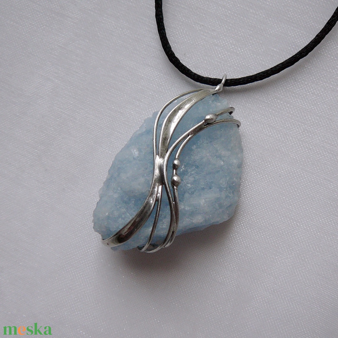 Kék kalcit medál - ékszer - nyaklánc - medálos nyaklánc - Meska.hu