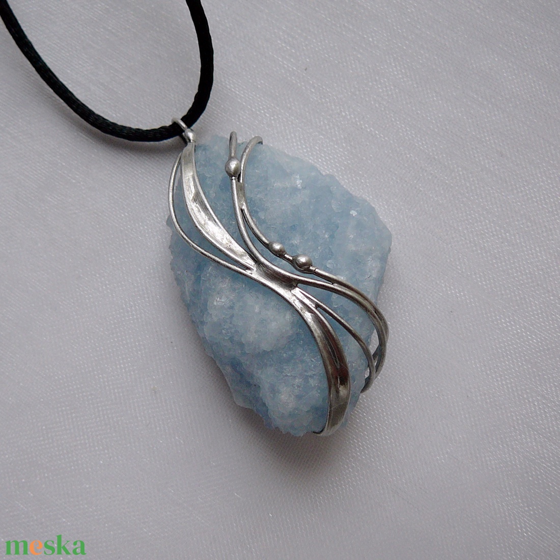Kék kalcit medál - ékszer - nyaklánc - medálos nyaklánc - Meska.hu