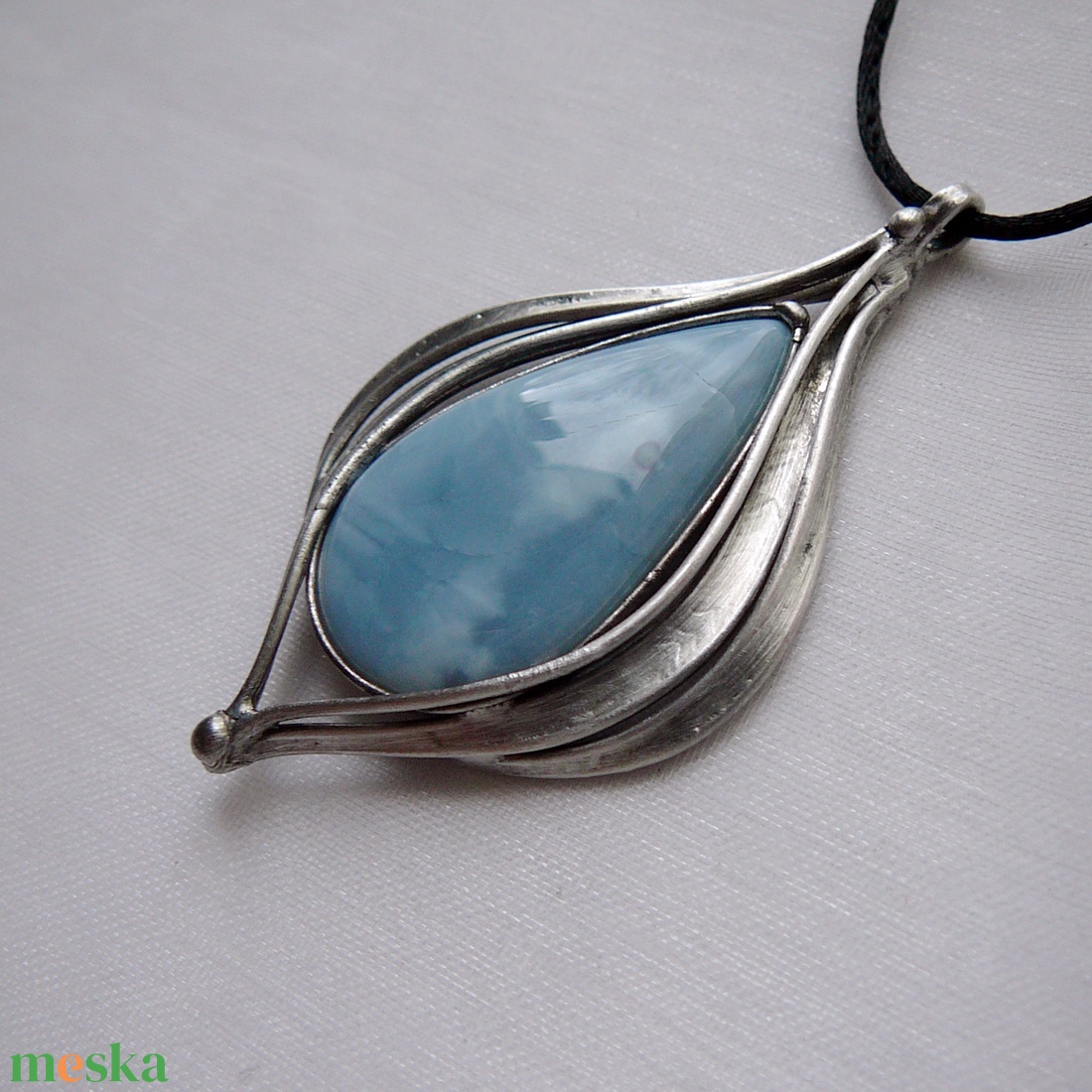 Kék opál medál - ékszer - nyaklánc - medálos nyaklánc - Meska.hu
