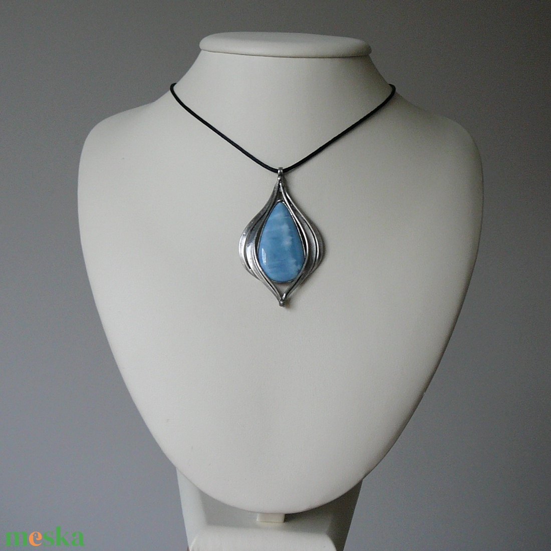 Kék opál medál - ékszer - nyaklánc - medálos nyaklánc - Meska.hu