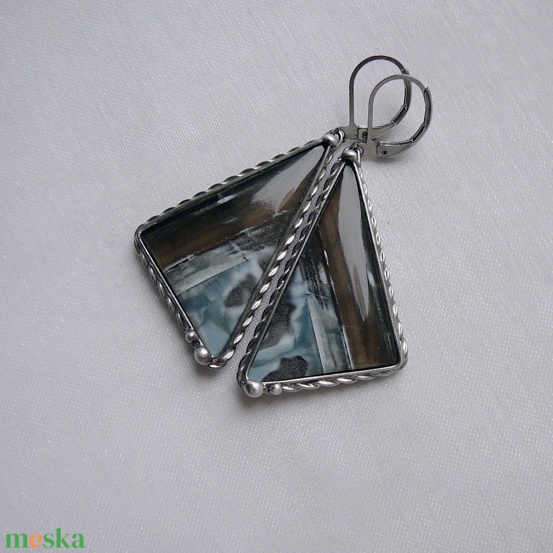 Kék opál fülbevaló - ékszer - fülbevaló - lógó fülbevaló - Meska.hu