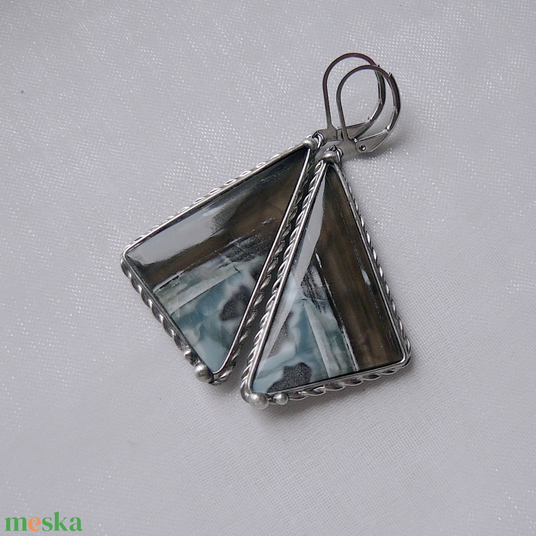 Kék opál fülbevaló - ékszer - fülbevaló - lógó fülbevaló - Meska.hu