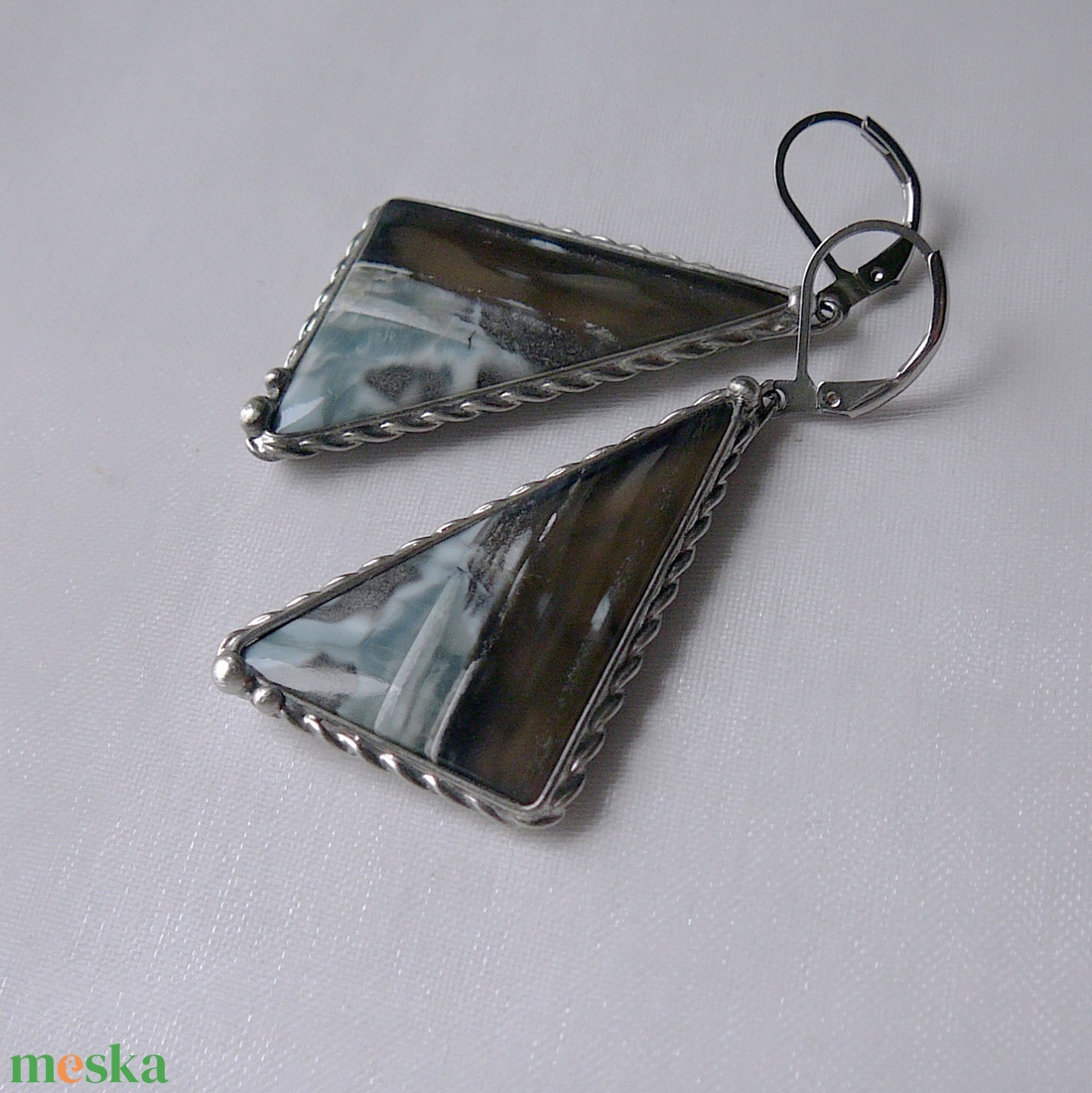 Kék opál fülbevaló - ékszer - fülbevaló - lógó fülbevaló - Meska.hu