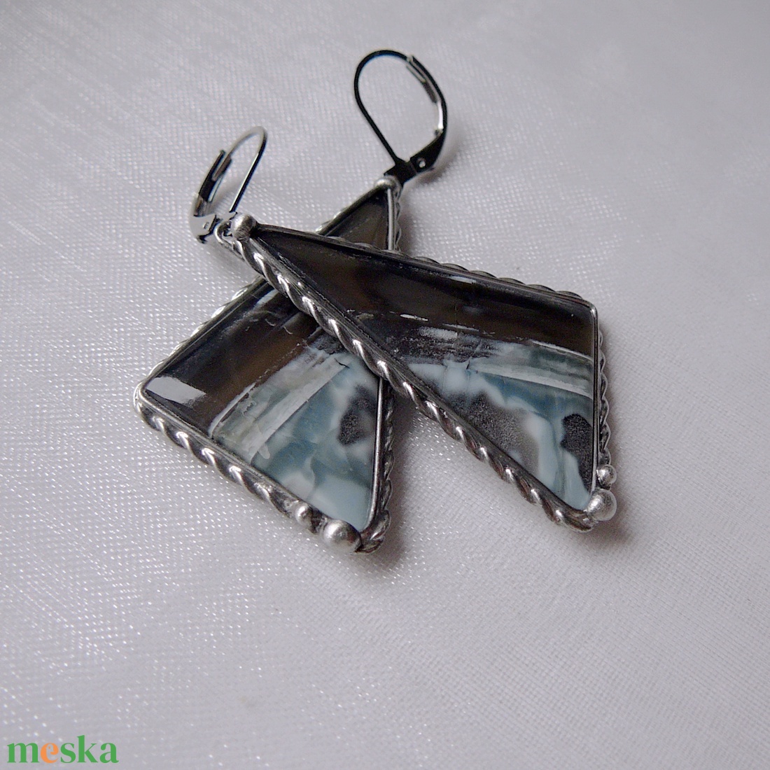 Kék opál fülbevaló - ékszer - fülbevaló - lógó fülbevaló - Meska.hu